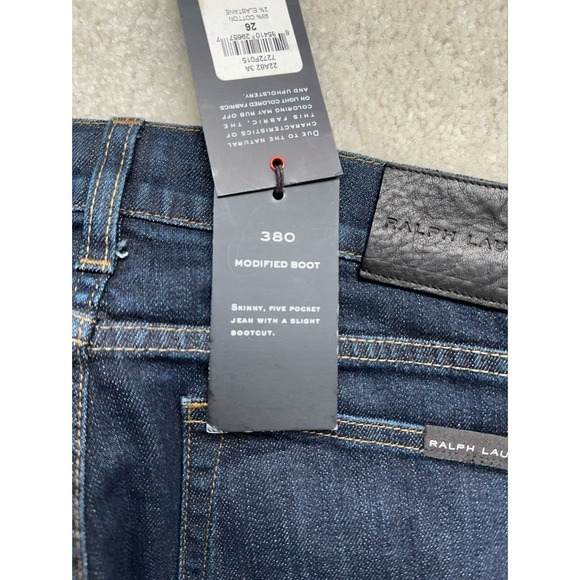 NWT - Ralph Lauren 380 Skinny With Slight Bootcut Jeans Size 26 Blue ($295) - Picture 9 of 10